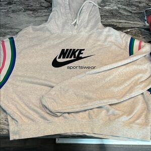 Nike Light Gray Hoodie with Multicolor Stripes